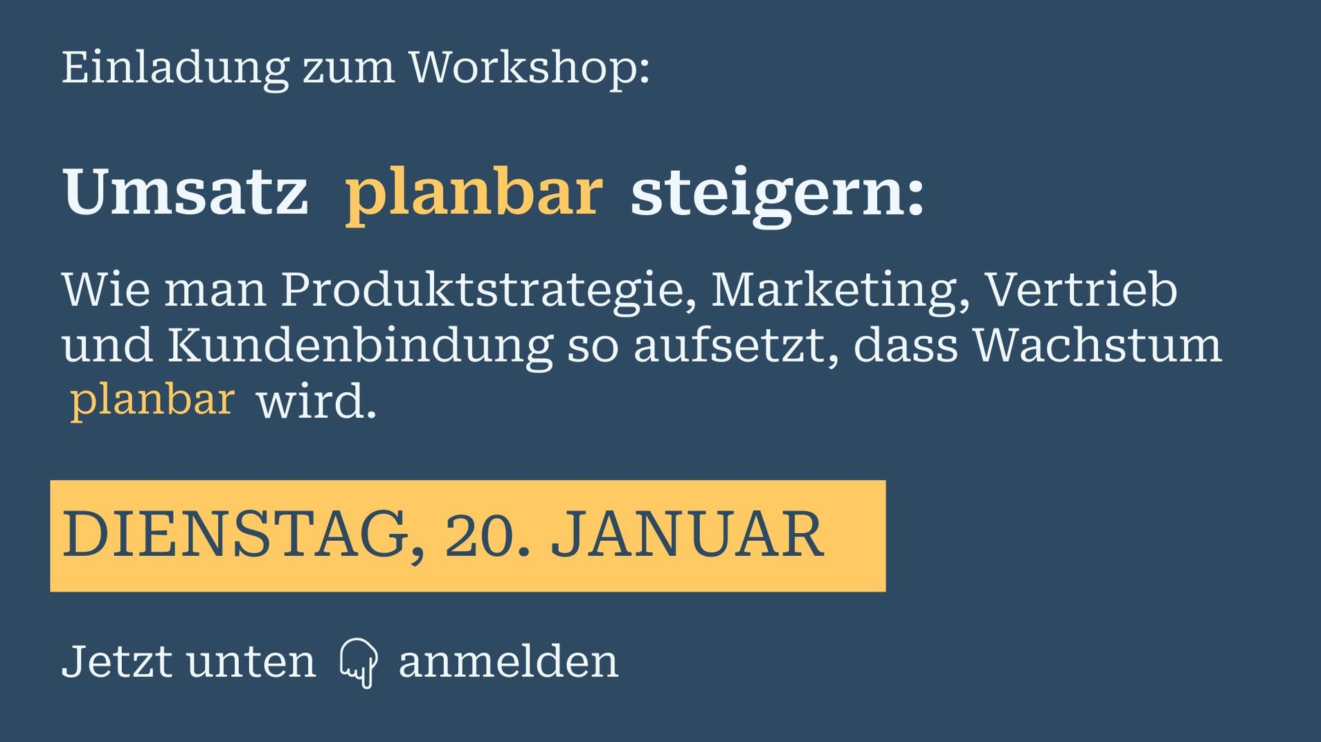 Workshop planbares Umsatzwachstum Mittelstand Workshop planbares Umsatzwachstum Mittelstand